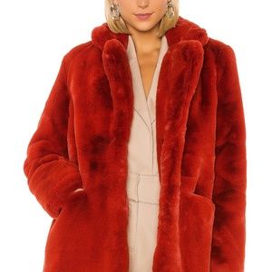 Apparis SOPHIE Ultrasoft Luxury Faux-Fur Coat Jacket-Crimson Red-M-$355-worn 1x!
